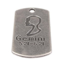 10Pcs Square Gemini Pendant Horoscope Zodiac Sign Charm Jewelry DIY Making