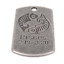 10Pcs Square Pisces Pendant Horoscope Zodiac Sign Charm Jewelry DIY Making