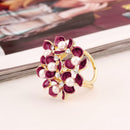 Red Flowers Crystal Faux Paerls Scarf Brooch Pins Holder Scarf Jewelry