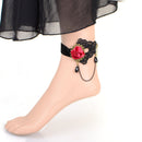 Stylish Black Lace Red Rose Flower Design Ankle Chain Foot Jewelry for Women