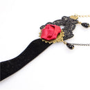Stylish Black Lace Red Rose Flower Design Ankle Chain Foot Jewelry for Women