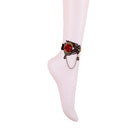 Stylish Black Lace Red Rose Flower Design Ankle Chain Foot Jewelry for Women
