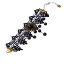 Women Black Lace Beads Rhineston Tassels Anklet Chain Foot Ankle Bracelet