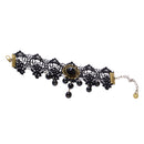 Women Black Lace Beads Rhineston Tassels Anklet Chain Foot Ankle Bracelet