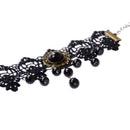Women Black Lace Beads Rhineston Tassels Anklet Chain Foot Ankle Bracelet