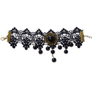 Women Black Lace Beads Rhineston Tassels Anklet Chain Foot Ankle Bracelet