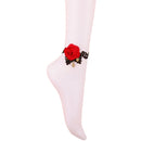 Women Gothic Black Lace Red Flower Anklet Handmade Chain Foot Ankle Bracelet