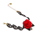 Women Gothic Black Lace Red Flower Anklet Handmade Chain Foot Ankle Bracelet