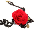 Women Gothic Black Lace Red Flower Anklet Handmade Chain Foot Ankle Bracelet