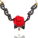 Women Gothic Black Lace Red Flower Anklet Handmade Chain Foot Ankle Bracelet