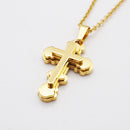 Stainless Steel Gold Engraved Cross Pendant Chain Necklace for Men Women 20 inch