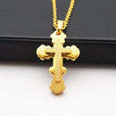 Stainless Steel Gold Engraved Cross Pendant Chain Necklace for Men Women 20 inch