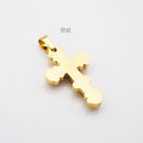 Stainless Steel Gold Engraved Cross Pendant Chain Necklace for Men Women 20 inch