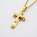 Gold Stainless Steel Cross Pendant Lord's Prayer Necklace for Men Women Gift