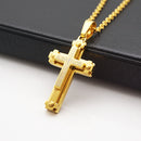 Gold Stainless Steel Cross Pendant Lord's Prayer Necklace for Men Women Gift