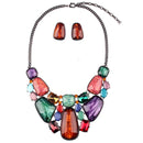 Lady Jewelry Party Multicolor Crystal Statement Necklace Stud Earings Jewelry Sets