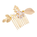 Vintage Pearl Rhinestone Flower Hair Comb Slides Wedding Party Hairpins