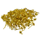 1100Pcs Gold Earrings Ear Stud Pin with Loop & Ball for DIY Jewelry Findings 12x6mm
