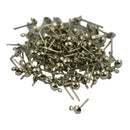 Earrings Ear Stud Pin with Loop & Ball DIY Findings Silver 12x6mm Pack of 100Pcs