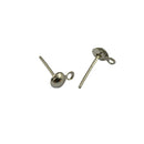 Earrings Ear Stud Pin with Loop & Ball DIY Findings Silver 12x6mm Pack of 100Pcs