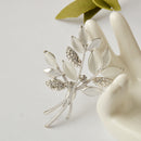 Lady Jewelry Silver Olive branch Shape Crystal Clothing Accessory Brooch Pin
