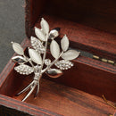 Lady Jewelry Silver Olive branch Shape Crystal Clothing Accessory Brooch Pin
