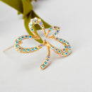 Fashion Jewelry Lucky Clover Shape Crystal Clothing Accessory Brooch Pin