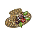 Hat Crystal Rhinestone Brooch Vintage Retro Flower Pins Brooches for Women