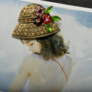 Charming Jewelry Retro Gold Hat Shape Crystal Clothing Accessory Brooch Pin