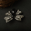 Women Jewelry Antique Black Crystal Bowknot Clothing Accessory Brooch Pin
