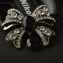 Women Jewelry Antique Black Crystal Bowknot Clothing Accessory Brooch Pin