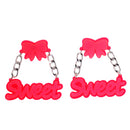 Exaggerate Acrylic Bowknot SWEET Letter Dangle Earrings Ear Stud Fancy Lady Party Prom Decorations