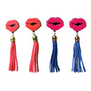 Fashion Acrylic Mouth Lips Tassel Long Earrings for Women Girl Party Gifts Pink