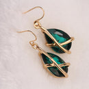 European Party Rhinestone Green Simple Dangle Earrings Necklace Women Jewelry Sets