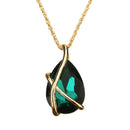 European Party Rhinestone Green Simple Dangle Earrings Necklace Women Jewelry Sets