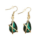 European Party Rhinestone Green Simple Dangle Earrings Necklace Women Jewelry Sets