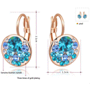 Rose Gold Plated Blue Rhinestone Clip Earrings Women Wedding Party Jewelry