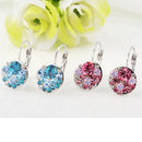 Fashion Women White Gold Plated Blue Rhinestone Earring Ear Clip Jewellery