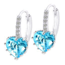 Fashion Stud Earings Sea-Blue Rhinestone Heart Shape Drop Dangle Earrings Jewellry