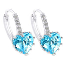 Fashion Stud Earings Sea-Blue Rhinestone Heart Shape Drop Dangle Earrings Jewellry