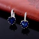 Fashion Stud Earings Dark Blue Rhinestone Heart Shape Drop Dangle Earrings Jewellry