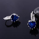 Fashion Stud Earings Dark Blue Rhinestone Heart Shape Drop Dangle Earrings Jewellry
