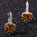 Fashion Stud Earings Yellow Rhinestone Heart Shape Drop Dangle Earrings Jewellry