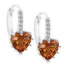Fashion Stud Earings Yellow Rhinestone Heart Shape Drop Dangle Earrings Jewellry