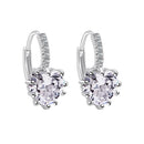 Lady Fashion Stud Earings White Rhinestone Heart Shape Drop Dangle Earrings Jewellry