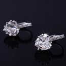 Lady Fashion Stud Earings White Rhinestone Heart Shape Drop Dangle Earrings Jewellry