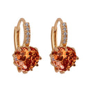 Lady Fashion Stud Earings Gold Rhinestone Heart Shape Drop Dangle Earrings Jewellry