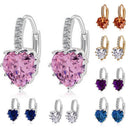 Fashion Stud Earings Gold White Rhinestone Heart Shape Drop Dangle Earrings Jewellry
