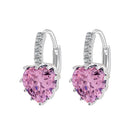 Lady Fashion Stud Earings Pink Rhinestone Heart Shape Drop Dangle Earrings Jewellry
