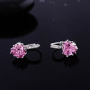 Lady Fashion Stud Earings Pink Rhinestone Heart Shape Drop Dangle Earrings Jewellry